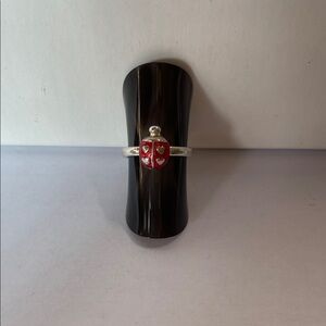 Silver Ladybug Ring with Red Accents -STERLING